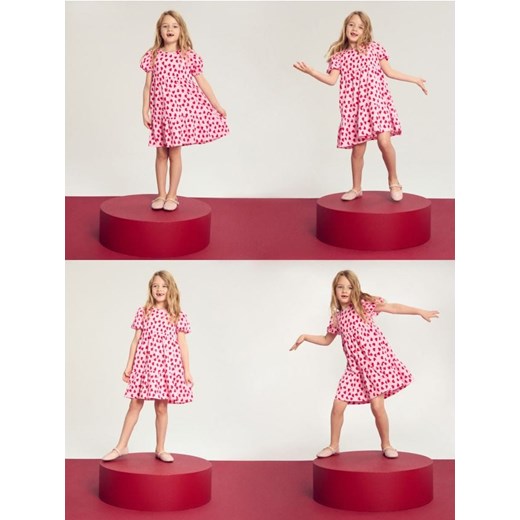 Sinsay - Sukienka z bufkami w serduszka allover - wielobarwny ze sklepu Sinsay w kategorii Sukienki dziewczęce - zdjęcie 187987054