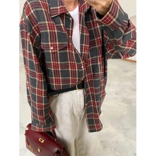 Damska kolorowa koszula w kratę - Czerwony S ze sklepu Intimica.pl w kategorii Koszule damskie - zdjęcie 187987150