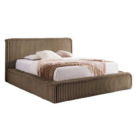 Brązowe łóżko sztruksowe z USB 5 rozmiarów - Cordelio ze sklepu Edinos.pl w kategorii Łóżka i materace - zdjęcie 187987691