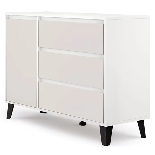 Komoda z szafką i szufladami do salonu biały + kaszmir P1-F59 ze sklepu Edinos.pl w kategorii Komody - zdjęcie 187987750