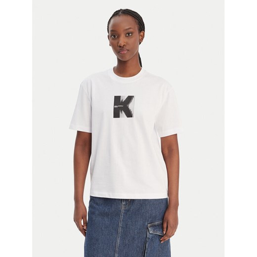 Karl Lagerfeld Jeans T-Shirt B1W17055 Biały Relaxed Fit ze sklepu MODIVO w kategorii Bluzki damskie - zdjęcie 187989341