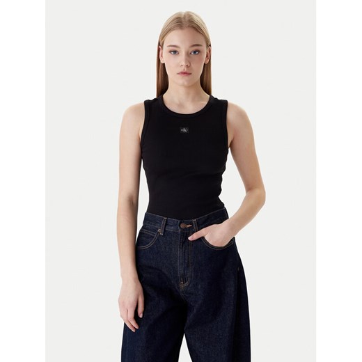 Calvin Klein Top LV047C201G Czarny Slim Fit ze sklepu MODIVO w kategorii Bluzki damskie - zdjęcie 187989371