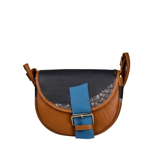 brązowo granatowa torebka listonoszka skórzana na ramię Freshman Mini ze sklepu Słoń Torbalski w kategorii Listonoszki - zdjęcie 187990710