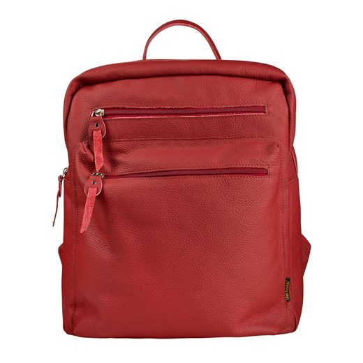 czerwony bezklapowy plecak skórzany Wisława ze sklepu Słoń Torbalski w kategorii Plecaki - zdjęcie 187990714