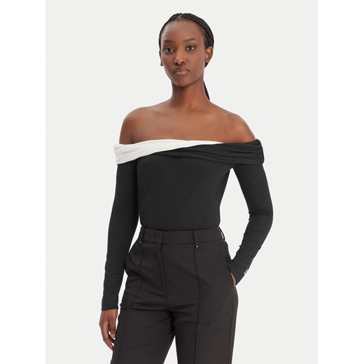 KARL LAGERFELD Bluzka B1W17009 Czarny Slim Fit ze sklepu MODIVO w kategorii Bluzki damskie - zdjęcie 187992634