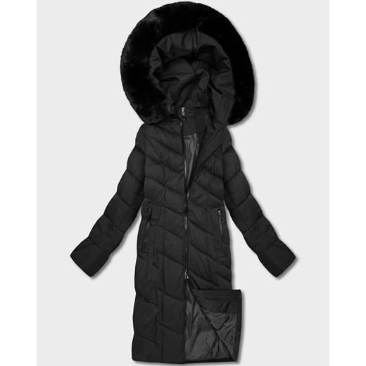 Długa kurtka damska z kapturem czarna (7662#-F06) ze sklepu goodlookin.pl w kategorii Kurtki damskie - zdjęcie 187994902
