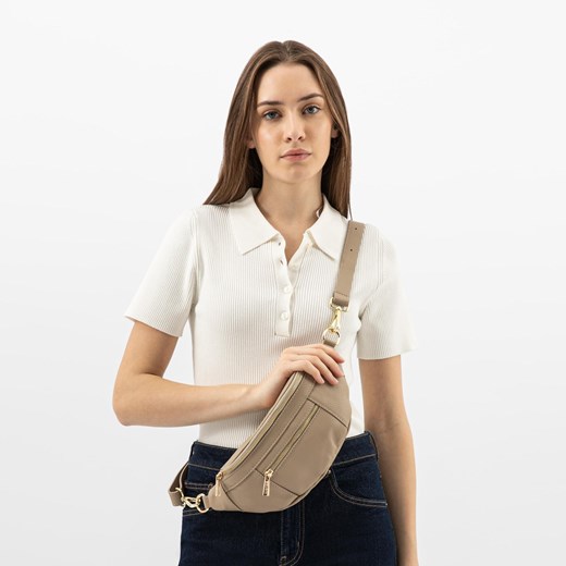 Wojas Beżowa Skórzana Torebka Typu Nerka ze sklepu Wojas w kategorii Nerki - zdjęcie 187995682