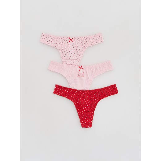 Reserved - Wzorzyste majtki stringi 3 pack - pastelowy róż ze sklepu Reserved w kategorii Majtki damskie - zdjęcie 187996434