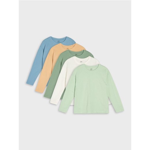 Sinsay - Bawełniane koszulki basic 5 pack - żółty ze sklepu Sinsay w kategorii T-shirty chłopięce - zdjęcie 187996790