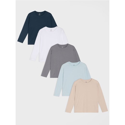 Sinsay - Bawełniane koszulki basic 5 pack - granatowy ze sklepu Sinsay w kategorii T-shirty chłopięce - zdjęcie 187996791
