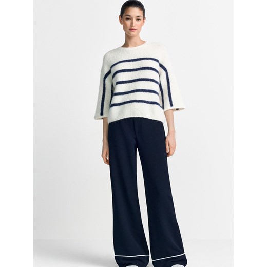 Rich & Royal Damski sweter z dzianiny z zawartością alpaki i wełny Kobiety écru w paski ze sklepu vangraaf w kategorii Swetry damskie - zdjęcie 187997252