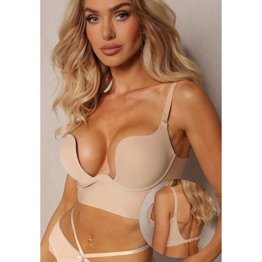 Beżowy Biustonosz Miseczka C Typu Push Up na Ramiączkach z Regulacją Mivonara ze sklepu renee.pl w kategorii Biustonosze - zdjęcie 187997264