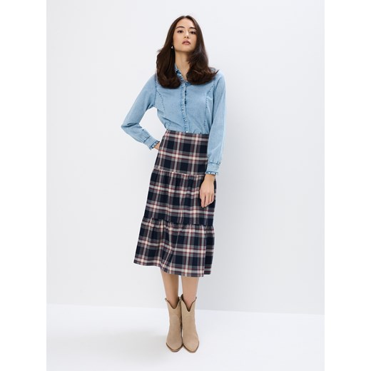 Mohito - Spódnica midi w kratę - granatowy ze sklepu Mohito w kategorii Spódnice - zdjęcie 187999110