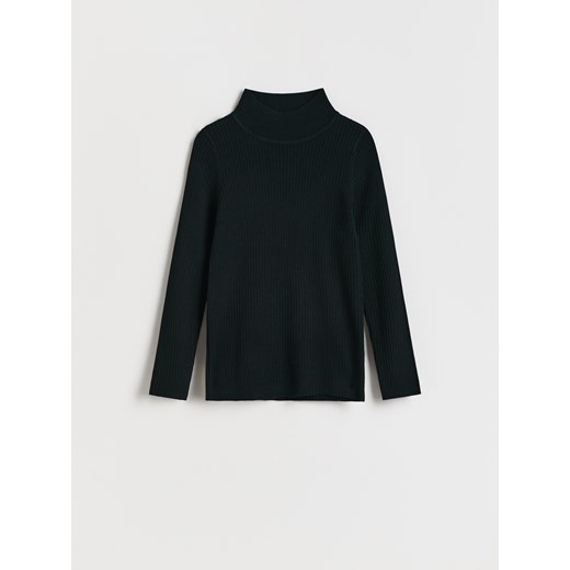 Reserved - Prążkowany sweter z wiskozą - czarny ze sklepu Reserved w kategorii Swetry dziewczęce - zdjęcie 188000744