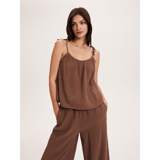 Reserved - Bawełniany top - brązowy Reserved XXL wyprzedaż Reserved