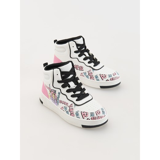 Reserved - Trampki za kostkę z nadrukiem - złamana biel Reserved 37 okazyjna cena Reserved