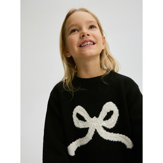 Reserved - Sweter z aplikacją - czarny ze sklepu Reserved w kategorii Swetry dziewczęce - zdjęcie 188001453