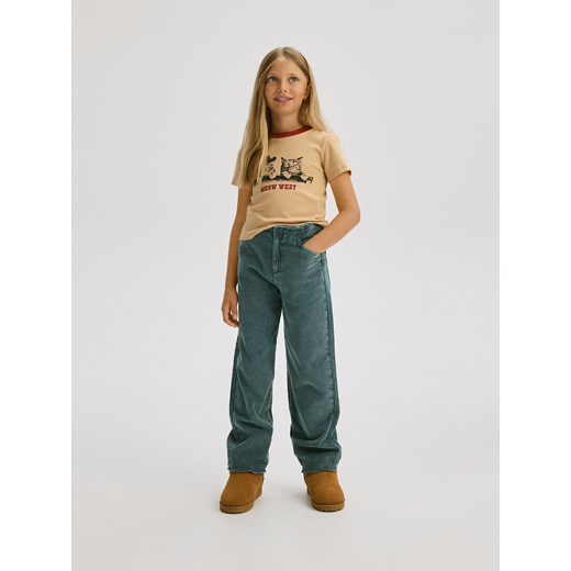 Reserved - Sztruksowe spodnie - granatowy ze sklepu Reserved w kategorii Spodnie dziewczęce - zdjęcie 188001503