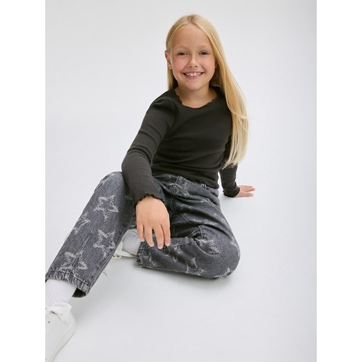 Reserved - Jeansy baggy w gwiazdki - szary ze sklepu Reserved w kategorii Spodnie dziewczęce - zdjęcie 188001671