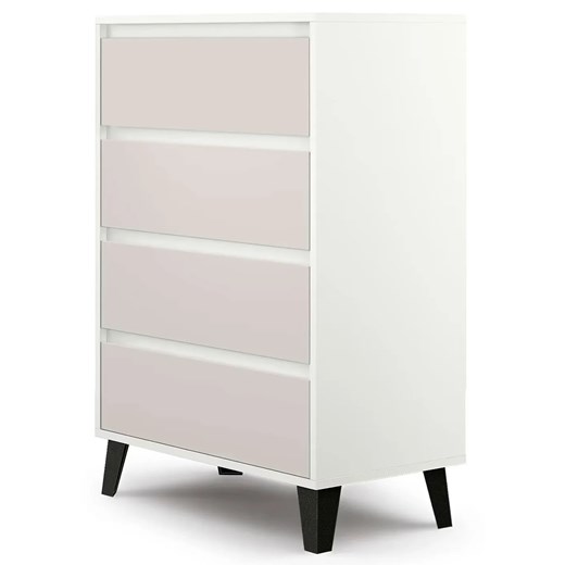 Komoda z 4 szufladami na czarnych nóżkach biały + kaszmir R7-N73 ze sklepu Edinos.pl w kategorii Komody - zdjęcie 188004742