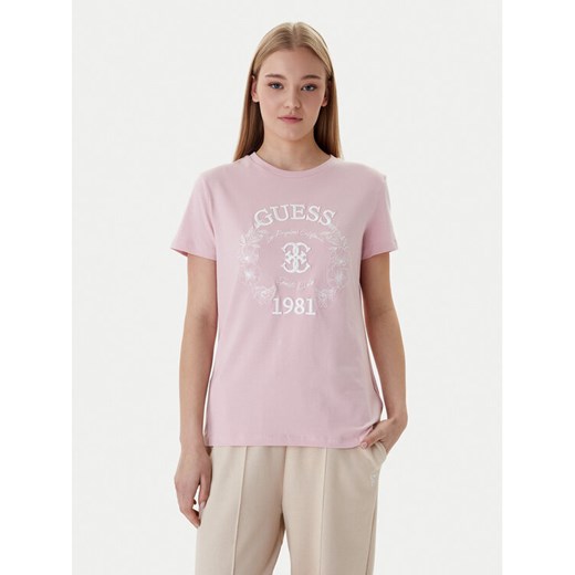 Guess T-Shirt V6RI12 J1314 Różowy Regular Fit ze sklepu MODIVO w kategorii Bluzki damskie - zdjęcie 188005594