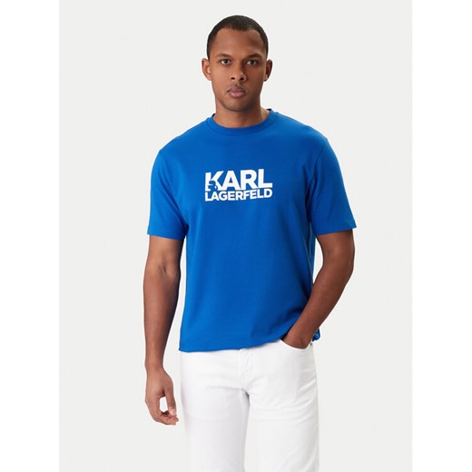 KARL LAGERFELD T-Shirt 755780 561235 Niebieski Regular Fit ze sklepu MODIVO w kategorii T-shirty męskie - zdjęcie 188005660