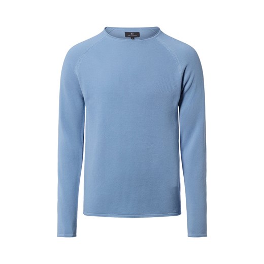 Nils Sundström Męski sweter z dzianiny Mężczyźni Bawełna jasnoniebieski jednolity ze sklepu vangraaf w kategorii Swetry męskie - zdjęcie 188006262