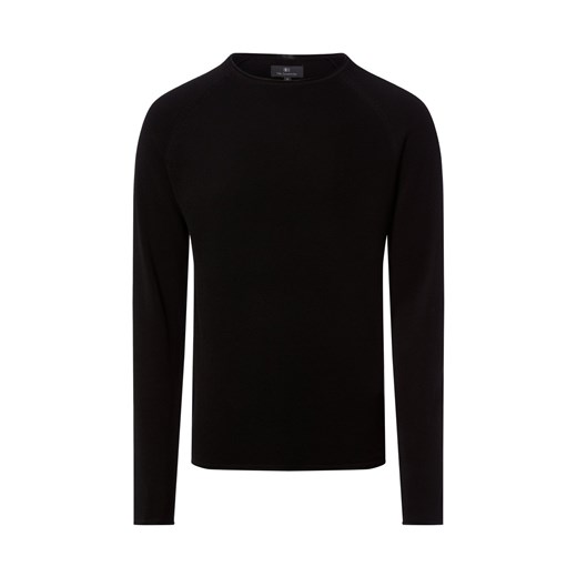Nils Sundström Męski sweter z dzianiny Mężczyźni Bawełna czarny jednolity ze sklepu vangraaf w kategorii Swetry męskie - zdjęcie 188006263