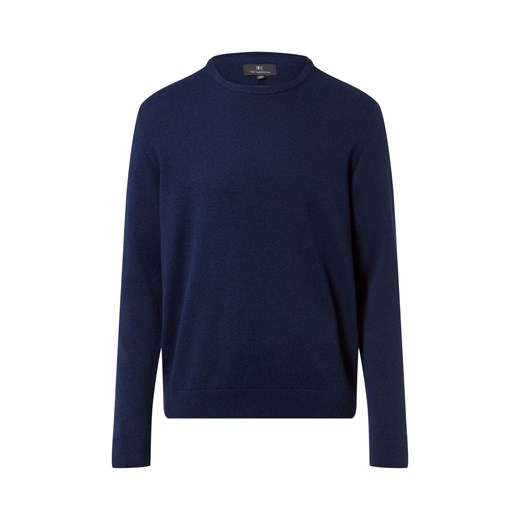 Nils Sundström Męski sweter z dzianiny Mężczyźni Bawełna indygo marmurkowy ze sklepu vangraaf w kategorii Swetry męskie - zdjęcie 188006280