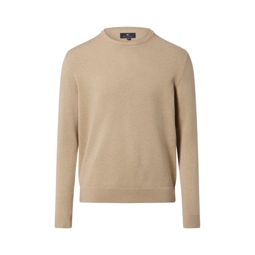 Nils Sundström Męski sweter z dzianiny Mężczyźni Bawełna beżowy marmurkowy ze sklepu vangraaf w kategorii Swetry męskie - zdjęcie 188006282