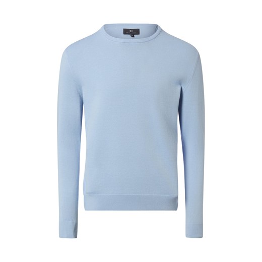 Nils Sundström Męski sweter z dzianiny Mężczyźni Bawełna jasnoniebieski jednolity ze sklepu vangraaf w kategorii Swetry męskie - zdjęcie 188006284
