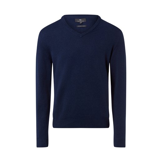 Nils Sundström Męski sweter z dzianiny Mężczyźni Bawełna indygo marmurkowy ze sklepu vangraaf w kategorii Swetry męskie - zdjęcie 188006292