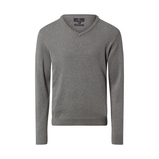 Nils Sundström Męski sweter z dzianiny Mężczyźni Bawełna szary marmurkowy ze sklepu vangraaf w kategorii Swetry męskie - zdjęcie 188006293