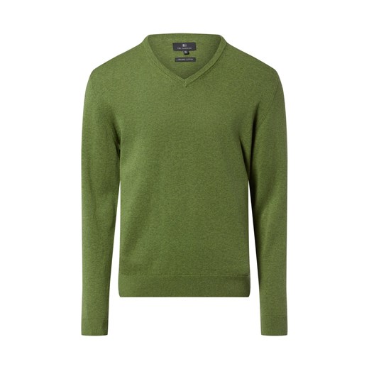 Nils Sundström Męski sweter z dzianiny Mężczyźni Bawełna groszkowy marmurkowy ze sklepu vangraaf w kategorii Swetry męskie - zdjęcie 188006300