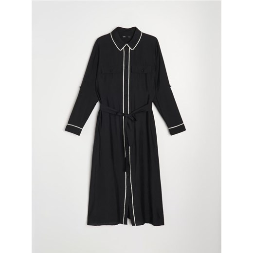 Sinsay - Sukienka midi z paskiem - czarny ze sklepu Sinsay w kategorii Sukienki - zdjęcie 188007531