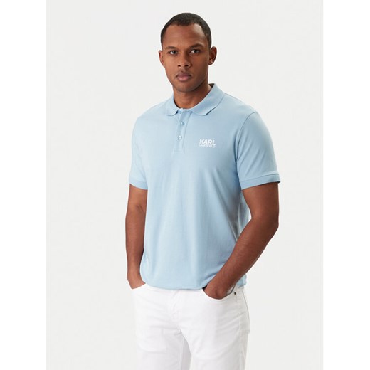 KARL LAGERFELD Polo 745780 561235 Błękitny Regular Fit ze sklepu MODIVO w kategorii T-shirty męskie - zdjęcie 188007750