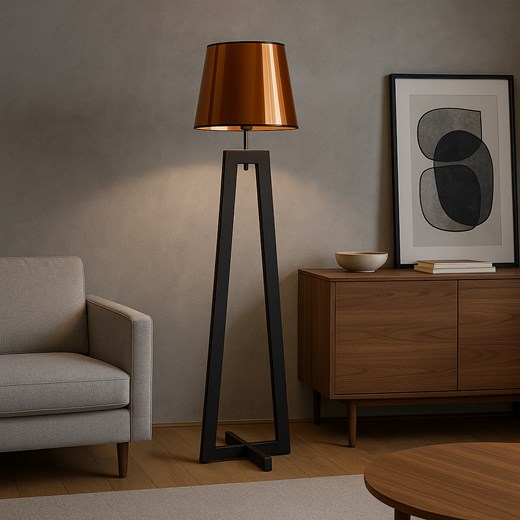 Lampa drewniana stojąca do salonu KOS MIRROR ze sklepu Lysne w kategorii Lampy podłogowe - zdjęcie 188017002