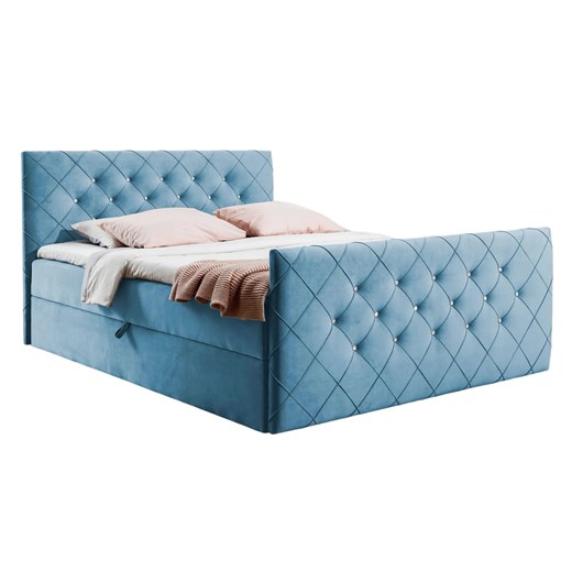 Niebieskie pikowane łóżko welurowe 5 rozmiarów A5-N67 ze sklepu Edinos.pl w kategorii Łóżka i materace - zdjęcie 188018070