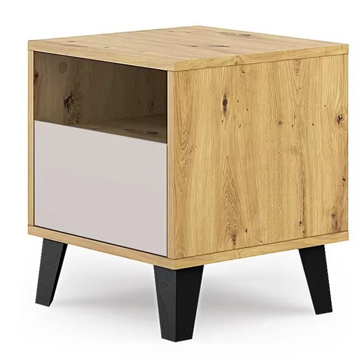 Szafka nocna na czarnych nóżkach dąb artisan + kaszmir L6-G36 ze sklepu Edinos.pl w kategorii Stoliki i szafki nocne - zdjęcie 188018084