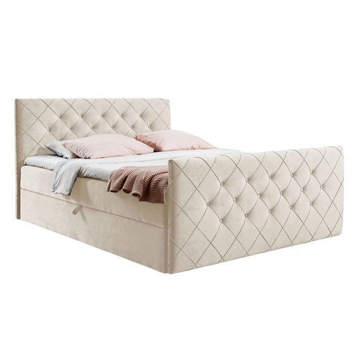 Jasnobeżowe łóżko kontynentalne z pojemnikiem 5 rozmiarów B1-S64 ze sklepu Edinos.pl w kategorii Łóżka i materace - zdjęcie 188018090