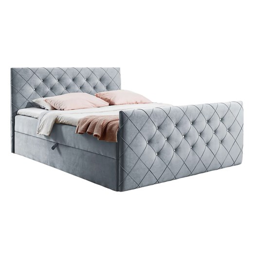 Jasnoszare welurowe łóżko glamour 5 rozmiarów S1-E85 ze sklepu Edinos.pl w kategorii Łóżka i materace - zdjęcie 188018111