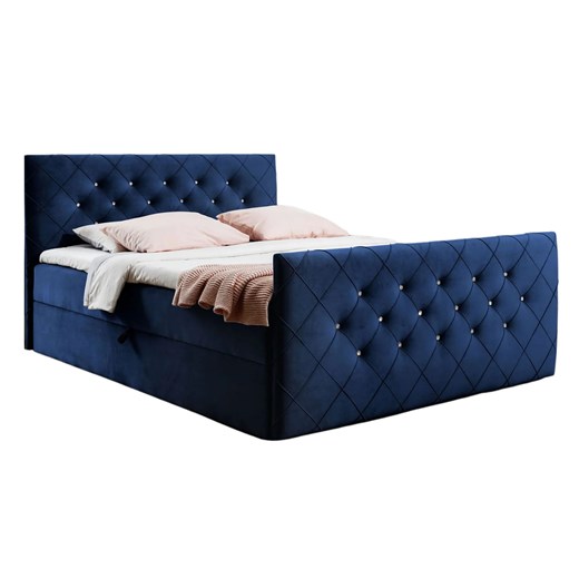 Granatowe łóżko kontynentalne z pojemnikiem 5 rozmiarów M0-Z55 ze sklepu Edinos.pl w kategorii Łóżka i materace - zdjęcie 188018114