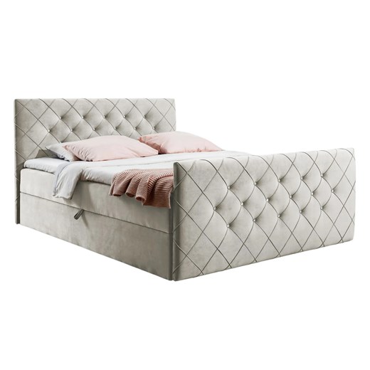 Kremowe łóżko kontynentalne z pojemnikiem 5 rozmiarów G9-N18 ze sklepu Edinos.pl w kategorii Łóżka i materace - zdjęcie 188018120