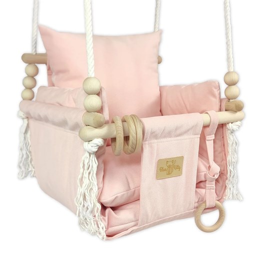 Różowa drewniana huśtawka dla niemowlaka F4-G55 ze sklepu Edinos.pl w kategorii Pokój dziecięcy - zdjęcie 188018130