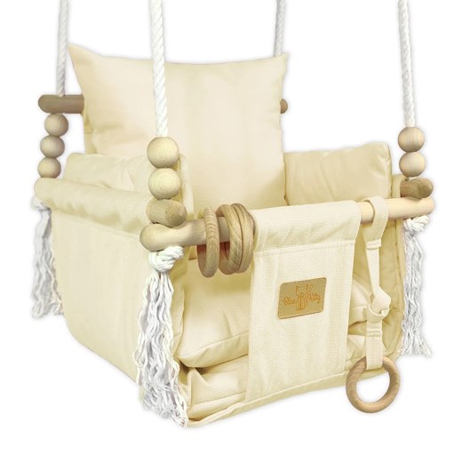 Drewniana huśtawka edukacyjna dla dziecka ecru H1-C19 ze sklepu Edinos.pl w kategorii Pokój dziecięcy - zdjęcie 188018133