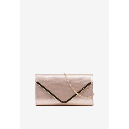 Szampańska Połyskująca Torebka Kopertówka z Metaliczną Ozdobą Banostria ze sklepu born2be.pl w kategorii Kopertówki - zdjęcie 188020822