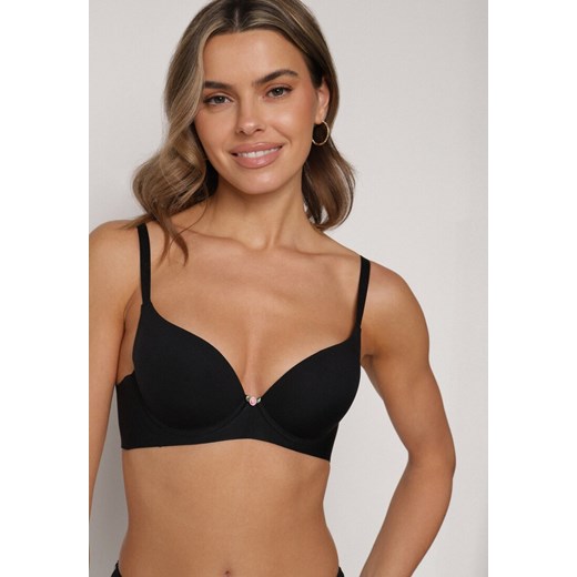Czarny Gładki Biustonosz Push-up Halilura ze sklepu born2be.pl w kategorii Biustonosze - zdjęcie 188022454