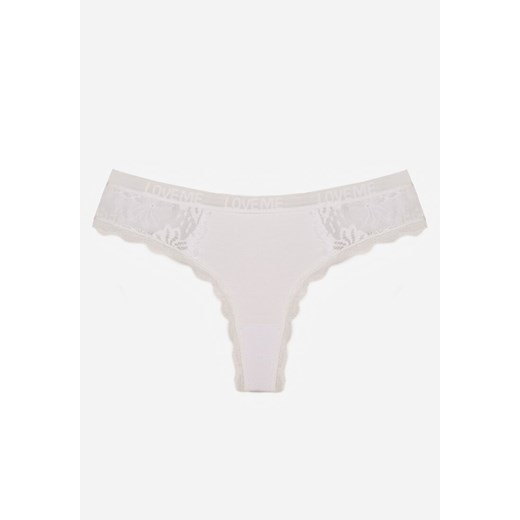 Białe Majtki Stringi z Subtelną Koronką z Bawełną Adriedah ze sklepu born2be.pl w kategorii Majtki damskie - zdjęcie 188022773