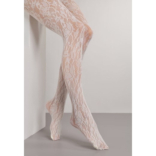 Beżowe Eleganckie Rajstopy z Koronki Hanilira ze sklepu born2be.pl w kategorii Rajstopy - zdjęcie 188022981