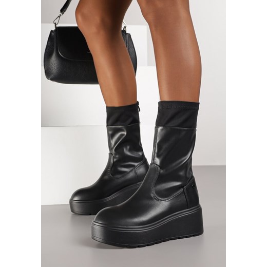 Czarne Botki na Platformie Vices Typu Grunge Anerriva 38 born2be.pl